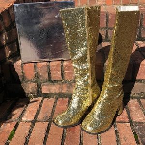 Gold glitter go-go boots